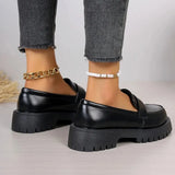 British Style Platform Loafers Women 2024 Plus Size Round Toe Single Shoes Woman Thick Bottom Pu Leather Shoes
