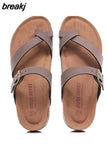 2023 New Summer Unisex Beach Cork Slippers Casual Women Men Nubuck Leather Solid Color Non-slip Flip Flops