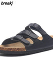 New Summer Women Buckle Cork Slipper 2023 Casual Mixed Color Outside Non-slip Beach Slides
