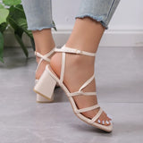 for Women 2023 Hot Sale Women's Sandals Summer Square Toe Peep Toe High Heels Sandals Fashion Party Sandals Women