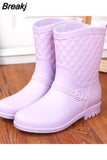 Rain Boots Women Wading Boots Gumboots Wellies Plush Warm Winter Female Galoshes Rainboots Woman Regenstiefel Snow