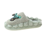 Bow Tie Wool Slippers Lovers Wear The New Korean Version Of Thick-Soled Household Cotton Slippers In Autumn And