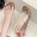 Women Summer Slippers Transparent Wedges Sandals High Heel Female Platform Shoes 2024 Trend Clogs Slides Trending Heels
