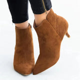 Women's Ankle Boots Leopard Female Zip Pointed Toe Woman Snakeskin Stilettos Plus Size Sexy Ladies Suede Female