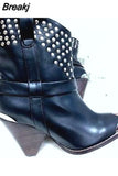 Pointed Toe Thigh High Boots for Women Sexy Rivet Stud Slip On Women's High Boots Tassel Decor Spike High Heel Botas