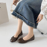 Breakj Silver Single Shoes Spring 2025 New Korean Version Of Evening Wind Flat Shoes Shallow Bow Women's