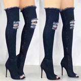 2022 Hot Fashion Women Boots High Heels Spring Autumn Peep Toe Over The Knee Boots Tight High Stiletto Jeans