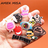 Bad Bunny Style Shoe Charms Accessories Planet Dice Eye Rabbit Man Shoe Buckle Decorations fit Kids X-mas Party