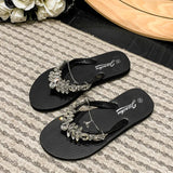 Breakj Summer New Glass Drill Flip-Flops Of Small Tails Wear Anti-Slip Wear-Resistant Flip