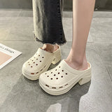 Breakj Summer Women's Sports Sandals Anti-Slip Bag Head Casual Fashion Tying Hole Shoes Simple Thick-Soled Slippers