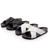 2023 Unisex Fashion Men Beach Cross Cork Slippers Summer Solid Color Non-slip Outside Women Slide Shoe High