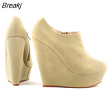Autumn Winter Boots For Women Wedges Platform Flock Women's Ankle Fashion Short Boot Shoes