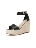 Summer New Luxury Women's Sandals Fashion and Comfortable Leather Straw Thick Bottom Super High Heel Wedge Heel