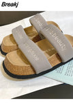 Open Toe Slippers Runway Beach Shoes For Women Slip On Flats Leisure Outwear White Platform Sandals Woman