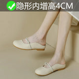 Breakj Slippers French Inside Heighten Grandma Shoes Female 2024 Summer New Comfortable Small Mary Jane Beans Single