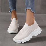 Fashion Sneakers for Women 2023 New Knitting Mesh Women's Vulcanize Shoes Thick Bottom Slip On Walking Shoes Plus Size