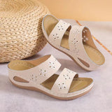 Breakj And Summer New Slope And Slippers Women's Cool Slippers Embroidered Solid Sand Sand Sandals Casual Suture