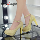 shoe Thick Heels Professional Single Dress Shoes white Sequins Bride Shoes Round Platform Women Wedding Shoes bride