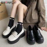 Style High Heels Platform Pumps Women 2024 spring Patent Leather Loafers Shoes Woman Slip On Solid Color Uniform