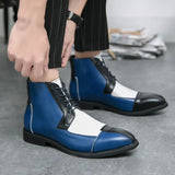 Leather Boots Men Ankle Boots Splicing Business Shoes Fashion Microfiber Leather Shoes Big Size