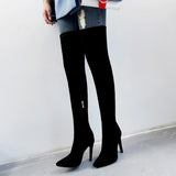 INS 31-43 Sexy red Thigh High Boots Women 2020 over the knee boots ladies pointed toe High Heels shoes