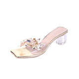 Slippers High Heels Crystal Sandals Women Summer New Pvc Woman Open Toe Slip on Strange Style Heeled Sandals