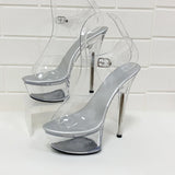 Breakj 190-1 34-43 Sexy Super Heels 15CM Heel Platform Sandals Transparent Crystal Shoes Wedding