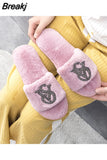 Summer Women Shoes Fur Slippers Flat Sandals Female Open-Toe Shoes Women Sandals Casual Plush Style Ladies Winter Plus