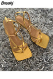 Sandals Summer High Heels Sandal Shoes Fashion Brand Strap Flip Flops Sexy Thin High Heel Pumps Square Toe Shoes
