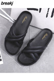 New Summer Women PVC Slippers Casual Beach Outside Cross Non-slip Slide