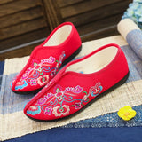 Breakj Cotton Shoes Injection Plastic Soft Sole Women Winter Clip Cotton And Velvet Embroidered Flower Cloth Shoes Casual Soft Sole Flat Sole Pregnant