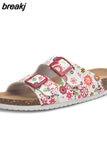 2023 New Summer Beach Cork Slippers Casual Double Buckle Non-slip Clogs Slides Women Slip on Flip Flop