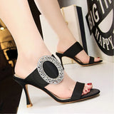 Shoes Metal Rhinestone High Heels Woman Pumps 2022 New Women Sandals Slides Fashion Wedding Shoes White Black
