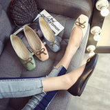 Women Soft Leather Ballerina Flats Comfortable Green Pink Beige Ballet Flats Square Toe korean Boat Shoes Plus Size