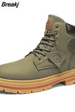 Top Boots Men Leather Shoes Fashion Motorcycle Ankle Military Boots For Men Winter Boots Man Shoes Lace-Up Botas