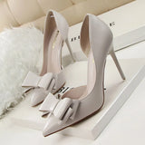 Breakj Korean Version Of Fashion Delicate Sweet Bow High Heels Fine Heel High Heel Shallow Mouth Tip