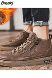 Boots Men Spring High Casual Shoes for Men Trend Zipper Walk Flats Winter Shoes Vulcanized Ankle Boots New