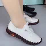 Breakj Women's Shoes Beef Rib Soft-Soled Sewing Mother Shoes Women Spring Summer Flat Sole Single Shoes Casual