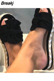 Sandals Women Heels Sandals with Wedges Shoes for Women Platform Sandals Summer Slippers Butterfly-knot Elegant Summer