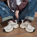 Summer Sneakers New Korean Mesh Breathable Platform Dad Shoes Women's Student Casual Thick Sole Silver Sport Running