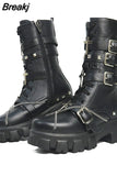 New Gothic Style Platform Vampire Cosplay Women Mid-calf Boots 2023 Winter Wedges Comfy Women Motorcycle Boots