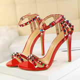 High Heels Rivets Sandals Lady Stiletto Gladiator Pumps Stripper Summer Platform Shoes 2023 Luxury Fashion Women