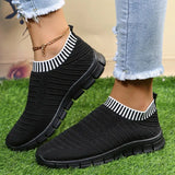 Stripe Knitted Socks Sneakers Women 2023 Spring Summer Slip on Flats Shoes Woman Plus Size Breathable Mesh Running