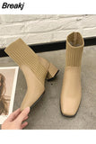 Women's Head Thick Heel Ankle Boots Fashion Ankle Chelsea Boots 2023 Fashion Elastic Socks Boots Outdoor Women's Boots