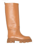 Women INS Genuine Leather Boots Knee High Boot Platform Design Riding Booties Thick Heel Ladies Autumn Winter