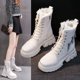 Chunky Winter Boots Women Fur Combat Ankle Boots For Women Black Pltaform Winter Snkeaers 2021 New Fashion Punk Goth