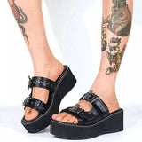 Breakj Women's Shoes 2025 Summer New Fish-Mouthed Bat Thick-Soled Cool Slippers Women's Dark Punk Hot