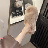 Breakj Thick-Bottomed Fur Slippers Wearing Autumn New Fashion Slope And Loose Cake Bottom-Size Cotton