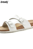 2023 New Summer Women Beach Cork Slippers Casual Buckle Clogs Outside Non-slip Water Slides