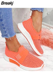 Summer Women Breathable Mesh Crystal Sneakers Light Weight Knitted Casual Ladies Flats Hook Loop Fashion Vulcanized